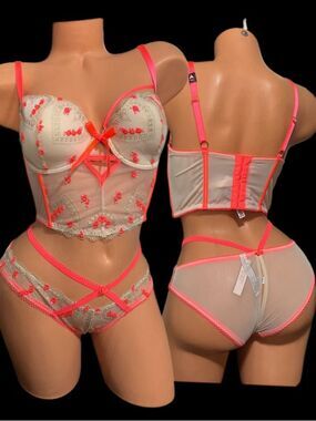 Victoria’s Secret set Dream Angels long line Bustier bra & cheekini panty 34D S